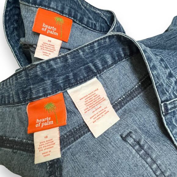 80s 90s Vintage Hearts of Palm rhinestone embellished denim jean suit - Picture 11 of 13